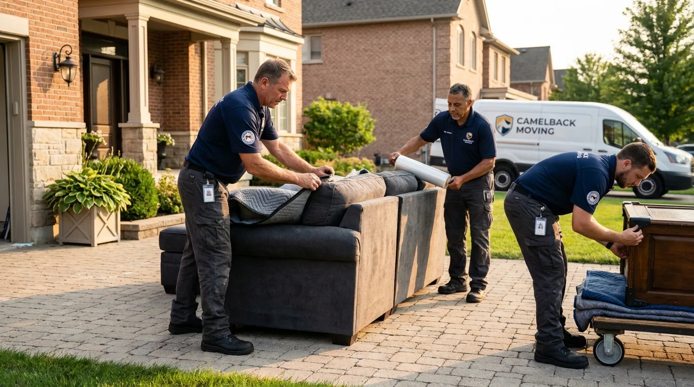 Large estate moving crew wrapping furniture in Corte Madera, CA